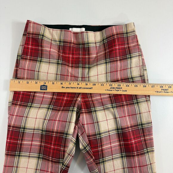 H&M Women's Red Plaid Super Slim Fit Pull On Pants Size 6 - Picture 6 of 10